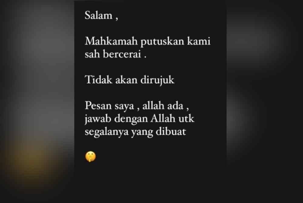 Antara coretan yang dibuat Idzham menerusi Insta Story miliknya.