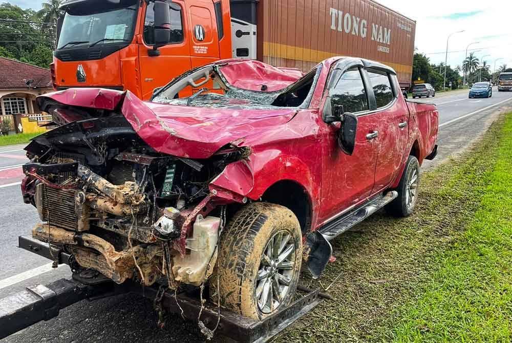 Keadaan pacuan empat roda yang dinaiki mangsa dalam kejadian tersebut.
Foto ihsan PDRM