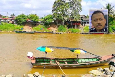 Rakyat Kelantan hanya perlu menyeberangi Sungai Golok melalui pangkalan haram yang ada untuk berhibur di sana, selain dipercayai menikmati 'sajian' dadah ditawarkan di pusat-pusat hiburan. Gambar kecil: Mohd Yusoff