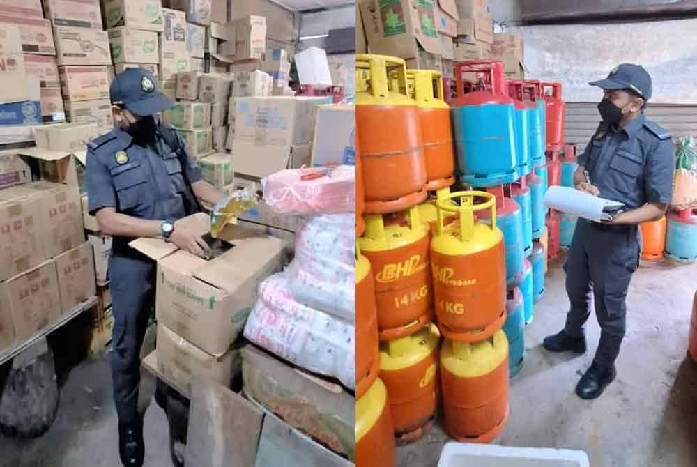 Tepung gandum dan tong gas LPG antara barang kawalan yang disita KPDN selepas sepasukan penguat kuasa menjalankan pemeriksaan di sebuah premis tanpa nama di Kuala Sepetang di sini pada Selasa.