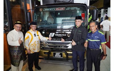 Menteri di Jabatan Perdana Menteri (Hal Ehwal Agama), Datuk Dr Mohd Na'im Mokhtar (dua, kiri) dan Ketua Pegawai Eksekutif TH, Syed Hamadah Syed Othman (dua, kanan) ketika program sumbangan Program Pusat Audiometrik Bergerak Mobile Hearing.