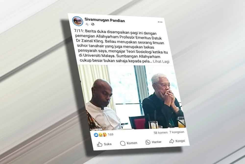 Hantaran Sivamurugan di laman Facebooknya pada Khamis.