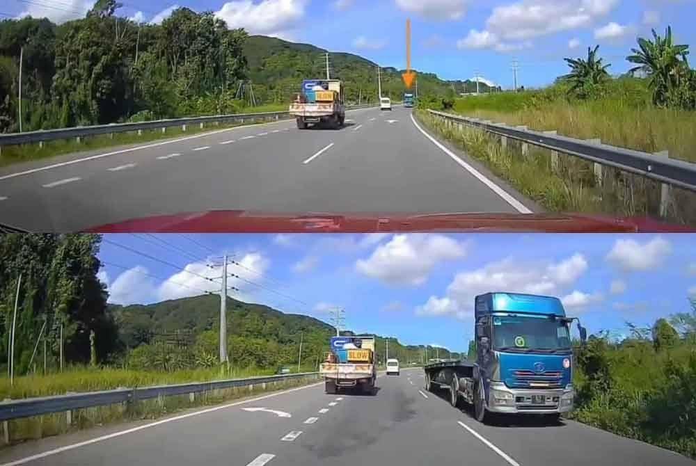 Treler yang dipandu secara lawan arus membahayakan pemandu lain di Kilometer 8 Jalan Pan Borneo-Kinarut, Papar.