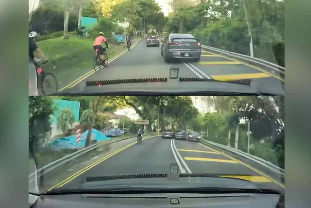 Tangkap layar menunjukkan lelaki berusia 38 tahun memandu kereta secara melulu sebelum melanggar sebuah kereta lain di Jalan Batu Feringghi.