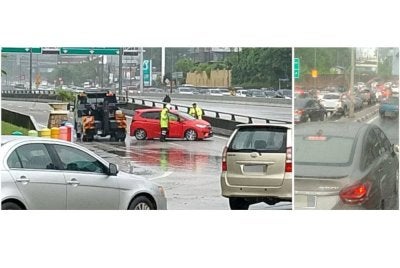 Keadaan di lokasi kejadian banjir di Persiaran Surian Damansara - Taman Pelangi Damansara, di sini, pada Selasa. Foto Ihsan Jabatan Bomba dan Penyelamat Selangor.