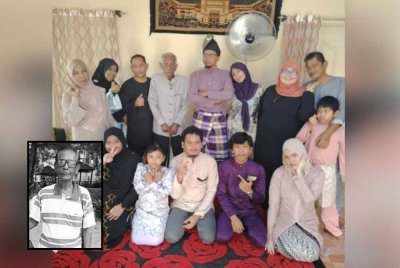 Gambar kenangan Allahyarham Daud (belakang empat dari kiri) bersama ahli keluarganya pada Hari Raya Aidilfitri lalu. Gambar kecil: Allahyarham Daud.
