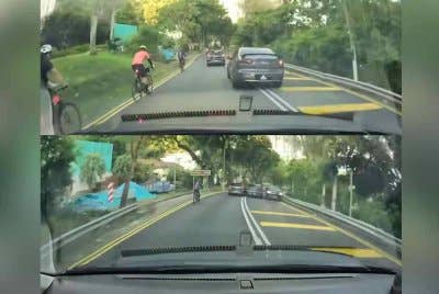 Tangkap layar menunjukkan lelaki berusia 38 tahun memandu kereta secara melulu sebelum melanggar sebuah kereta lain di Jalan Batu Feringghi.