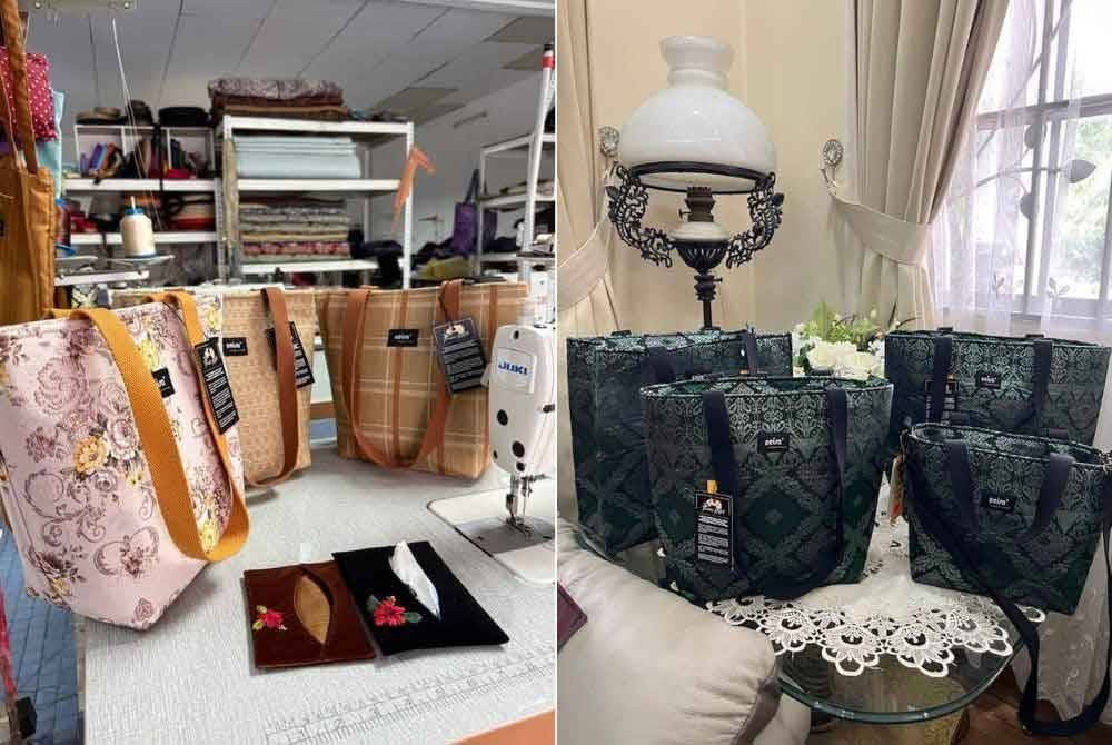 Antara beg yang dihasilkan komuniti asnaf Gombak menerusi bengkel Neisa' Artisan.