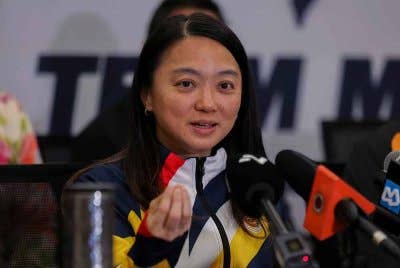 Hannah bercakap kepada media selepas mempengerusikan Sesi 'Post Mortem' Temasya Sukan Olimpik dan Paralimpik Paris 2024 di Majlis Sukan Negara Bukit Jalil, pada Khamis. Foto Bernama