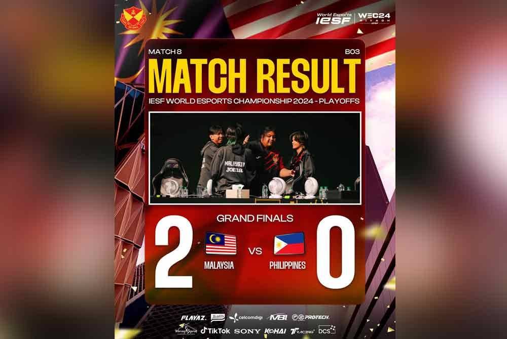 Malaysia muncul juara dunia IESF 2024 yang berlangsung di Riyadh, Arab Saudi.