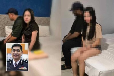 Polis menahan wanita disyaki terlibat sebagai pelacur dalam serbuan Op Noda di sebuah hotel di Sri Hartamas, Kuala Lumpur pada Khamis. Gambar kecil: Ku Mashariman