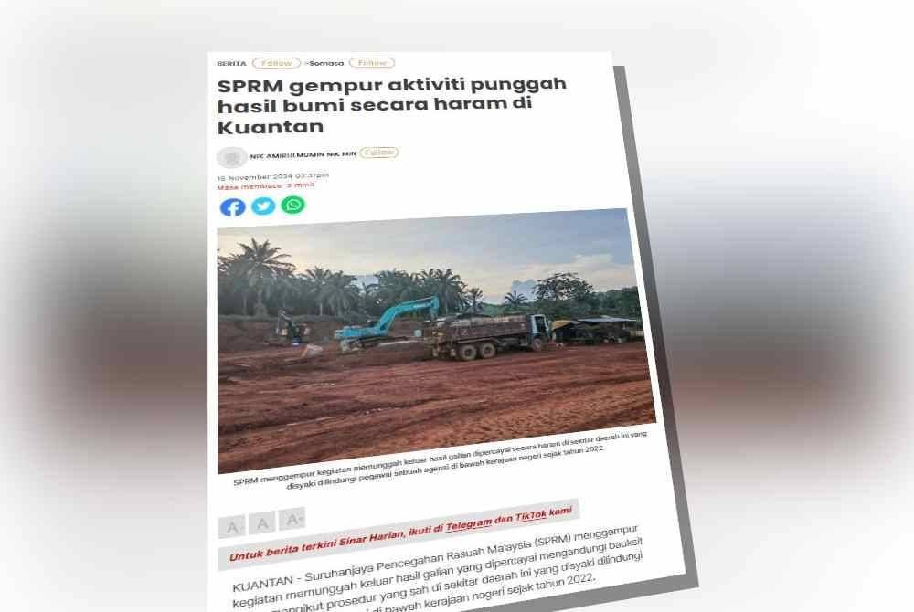 Laporan Sinar Harian pada Jumaat.