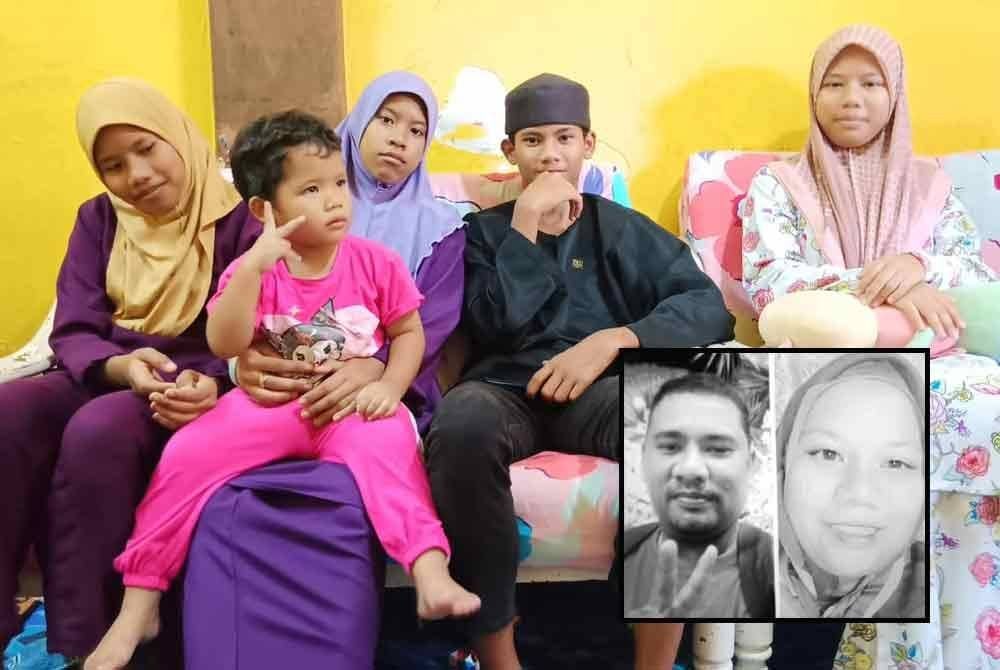 Pasangan suami isteri yang maut dipercayai dirempuh pemandu mabuk dalam kejadian pada Sabtu meninggalkan lima orang anak. Gambar kecil dari kiri: Mohd Redzwan dan Linda Mohd A Aziz