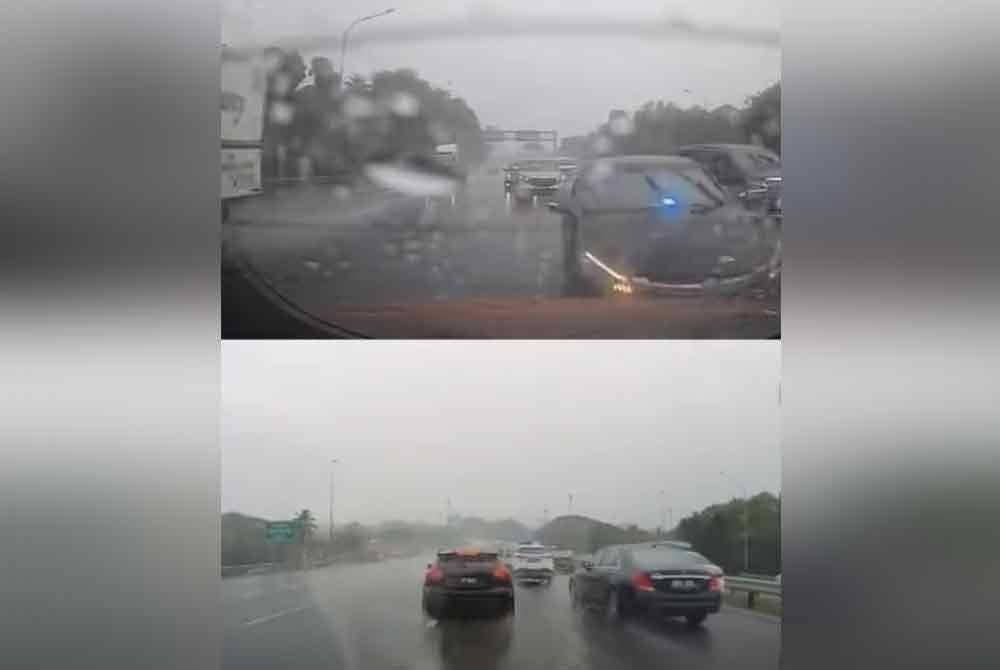 Tular rakaman yang memaparkan sebuah kenderaan petugas PDRM sedang mengiringi VIP telah merempuh kereta jenis Proton Saga.