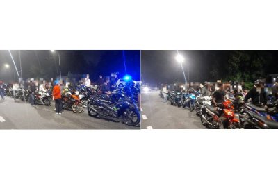 Polis mengepung kumpulan penunggang motosikal ini bermula dari Plaza Tol Mambau menghala ke Port Dickson sehingga ke Sua Betong sejauh kira-kira 20km. Foto PDRM
