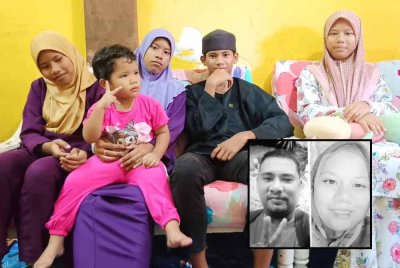 Pasangan suami isteri yang maut dipercayai dirempuh pemandu mabuk dalam kejadian pada Sabtu meninggalkan lima orang anak. Gambar kecil dari kiri: Mohd Redzwan dan Linda Mohd A Aziz