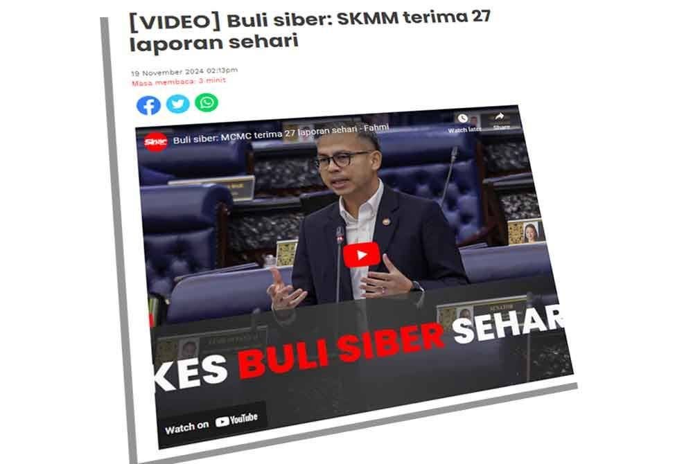 Tangkap layar laporan Sinar Harian pada Selasa.