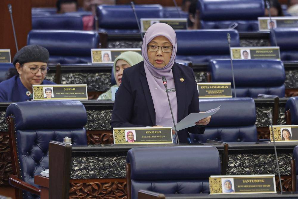Dr Zaliha pada sesi soal jawab lisan di Dewan Rakyat pada Khamis. Foto Bernama