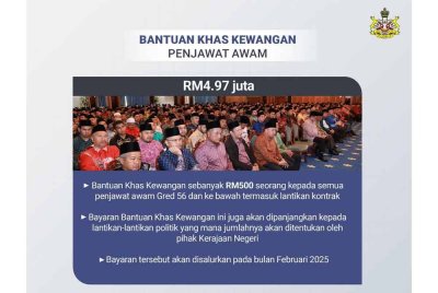 Bantuan khas kepada penjawat awam Kelantan sebanyak RM500 seorang.
