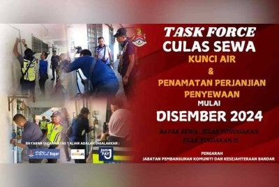 DBKL mengingatkan penyewa PA, PPR menjelaskan tunggakan sewa bagi mengelak dikenakan tindakan pemotongan bekalan air yang akan dilaksanakan bermula bulan depan.