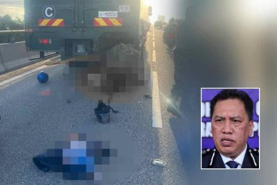 Keadaan di lokasi kemalangan di Lebuhraya Duke 2, di sini, pada Khamis. (Gambar kecil: Rusdi)