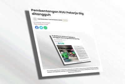 Laporan Sinar Harian pada Jumaat yang melaporkan mengenai penangguhan RUU Pekerja Gig.