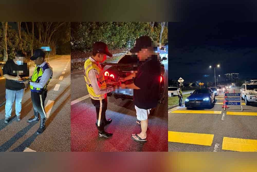 Operasi dijalankan di Jalan Persiaran Desa Tebrau dan Jalan Eco Cascadia, Setia Indah, Johor Bahru pagi Ahad. Foto PDRM