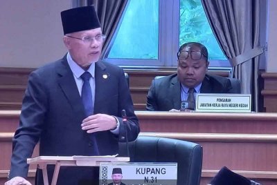 Najmi bercakap ketika sesi perbahasan persidangan Dewan Undangan Negeri (DUN) Kedah di Wisma Darul Aman.