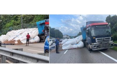 Kejadian pada jam 5.01 petang itu turut menyebabkan trafik di lokasi bergerak perlahan sejauh kira-kira 20 kilometer. Foto media sosial