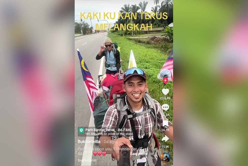 Mohamad Azizul dan Al Bukhari telah memulakan misi berjalan kaki dari Bagan Serai ke Makkah