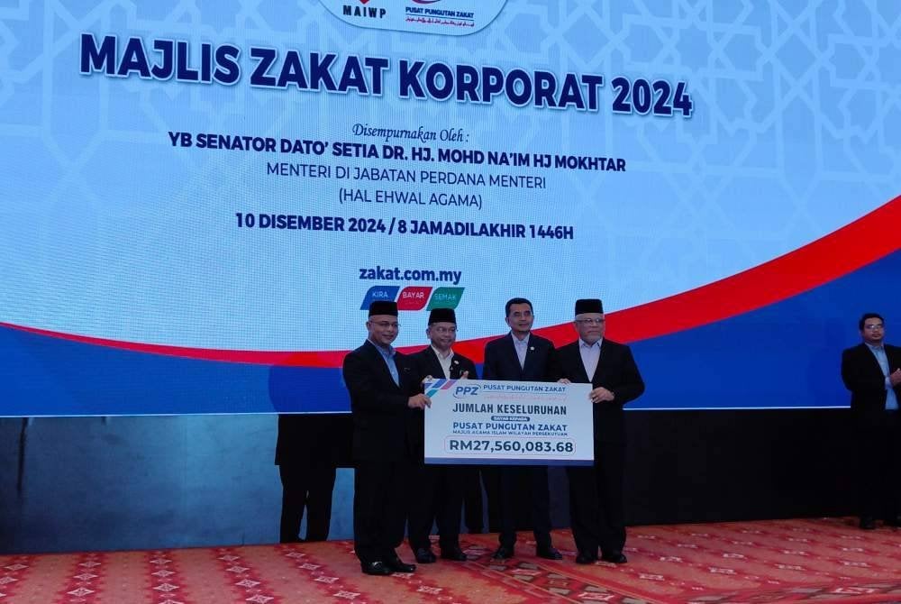 PPZ-MAIWP menerima zakat perniagaan sebanyak RM27.6 juta daripada 21 syarikat pada Majlis Zakat Korporat 2024 pada Selasa.