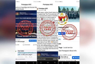 Jabatan Peguam Negara (AGC) memandang serius dan kesal terhadap penyebaran maklumat palsu dan mengelirukan yang tular di media sosial, khususnya melalui akaun palsu AGC di platform Facebook.