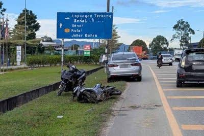 Lokasi kemalangan. - Foto IPD Kulai