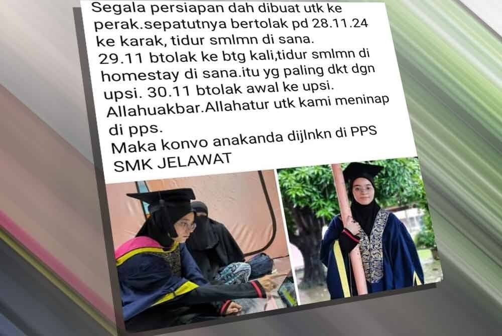 Tangkap layar video tular Durratul Alia menyarung jubah graduasi di PPS Sekolah Menengah Kebangsaan (SMK) Jelawat baru-baru ini.