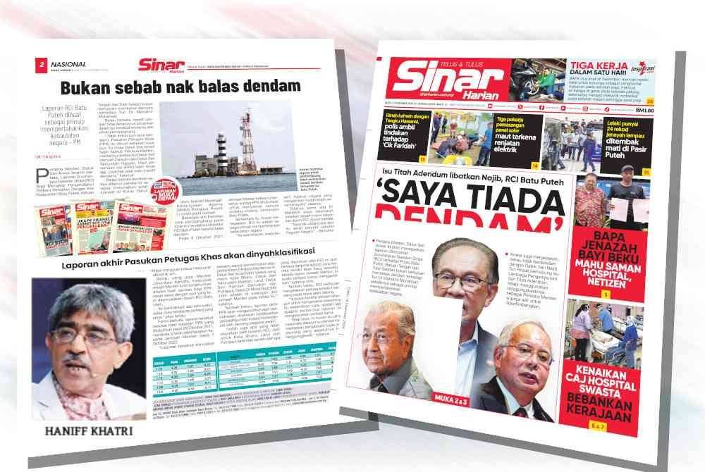 Laporan Sinar Harian pada Sabtu.