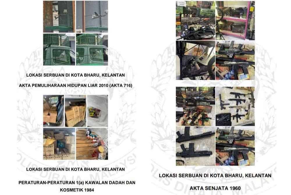 Antara senjata api yang dirampas menerusi serbuan dijalankan.