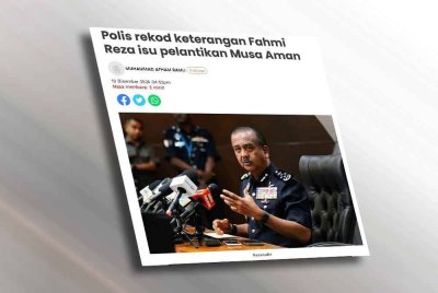 Laporan Sinar Harian berkaitan polis rekod keterangan Fahmi Reza isu pelantikan Musa Aman