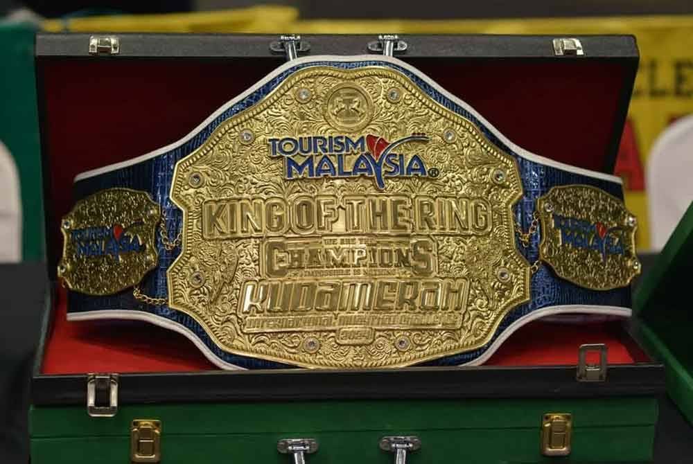 Tali pinggang tajaan Tourism Malaysia pada Kejohanan Grand Final Kuda Merah Muay Thai Challenge 2024 'King Of The Ring' baru-baru ini.
