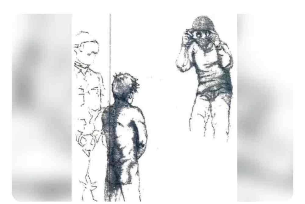 Lakaran Mohammed Farik diambil gambar dalam keadaan bogel. Foto kredit US Military Commissions defence Organisation