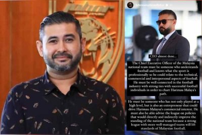 Tunku Ismail Sultan Ibrahim mengesahkan pemilihan calon Ketua Pegawai Eksekutif baharu bagi FAM hampir selesai. Foto Instagram HRH Crown Prince of Johor