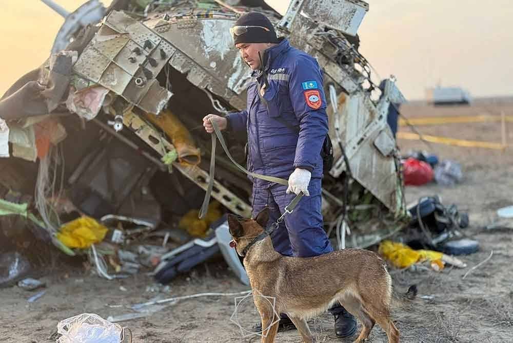 Anjing pengesan turut dikerahkan ke lokasi nahas.