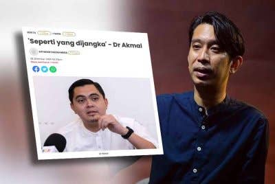 Laporan Sinar Harian mengenai kenyataan Dr Akmal (kiri), Adam Adli
