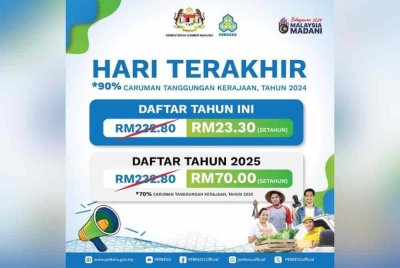 Orang Bekerja Sendiri (OBS) disaran untuk merebut peluang mencarum dalam Pertubuhan Keselamatan Sosial (PERKESO) serendah RM23.30 setahun sebelum 1 Januari 2025.