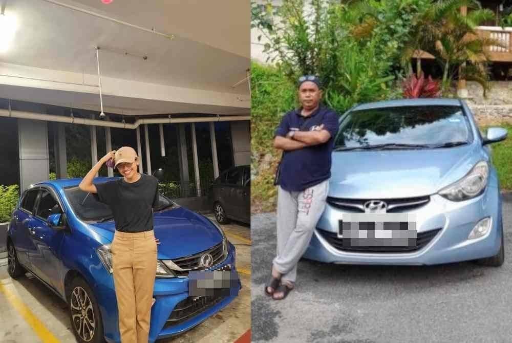 Azyra bersama keretanya. Muhamad Tahir bersama kereta terpakai yang masih berada dalam keadaan baik.
