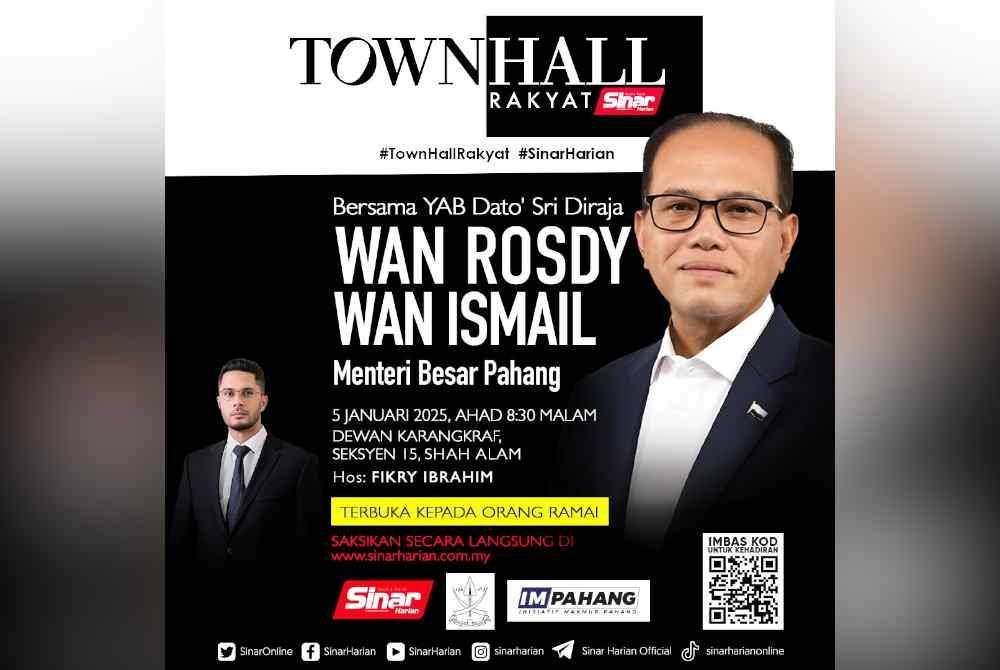 Wan Rosdy bakal membuka tirai tahun ini sebagai tetamu istimewa program Town Hall Rakyat anjuran Sinar Harian pada 5 Januari bagi membincangkan topik semasa sambil membentangkan prestasi cemerlang negeri berkenaan.