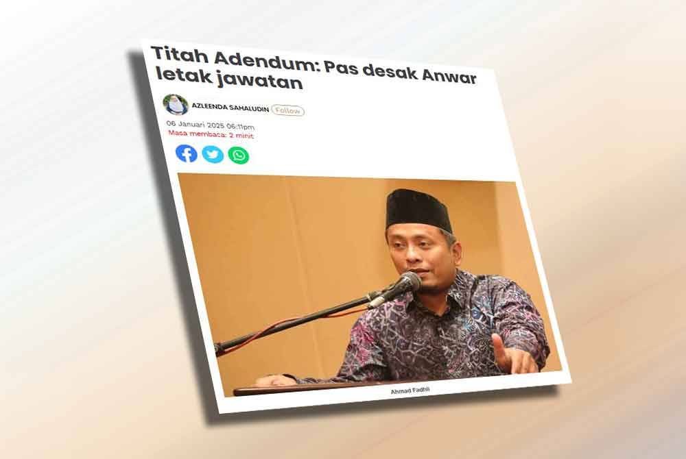 Sebelum ini Sinar Harian melaporkan, Pas mendesak Anwar segera melepaskan jawatan kerana didakwa telah hilang kewibawaan dan kredibiliti untuk terus mentadbir negara.