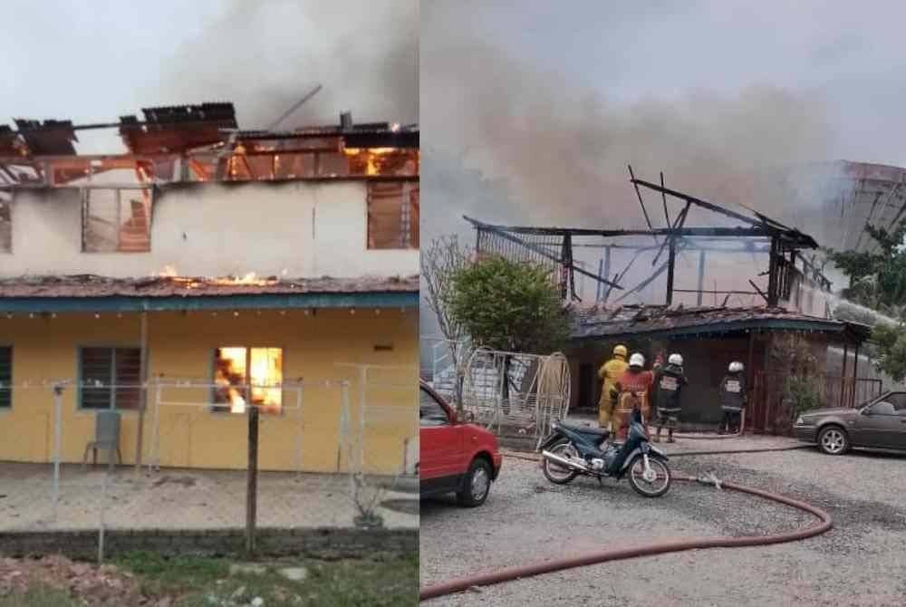 Rumah mangsa yang terbakar hampir 90 dalam kebakaran itu. Foto bomba