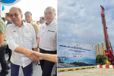 Anwar tiba di Bandar Sri Pinang untuk merasmikan Majlis Pecah Tanah Projek LRT Laluan Mutiara pada Sabtu.