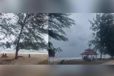 Keadaan angin kencang di kawasan Pantai Teluk Ketapang