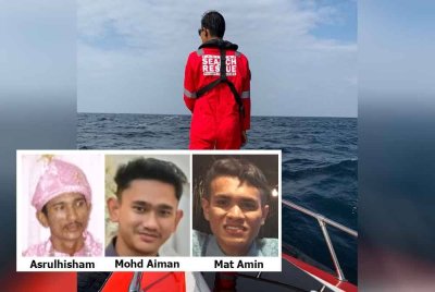 Bot Kilat 6 milik Maritim Malaysia digunakan dari misi mencari tiga nelayan yang dikhuatiri hilang sejak Jumaat lalu di sekitar kedudukan 10.9 batu nautika barat Pulau Payar.